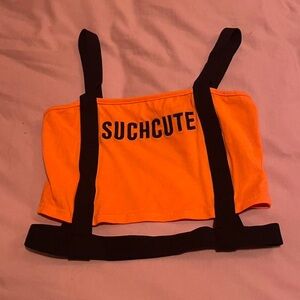 Orange Crop Top with Black Straps
